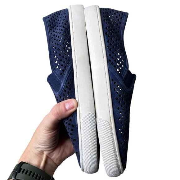 Tory Burch Jesse Perforated Suede Navy Blue Slip-On Sneakers Size 7 - Picture 11 of 14